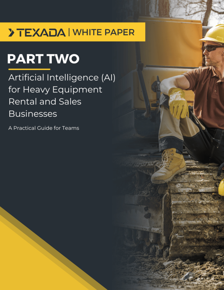 This image represents Texada white paper - talking about AI for heavy equipment rental business and sales