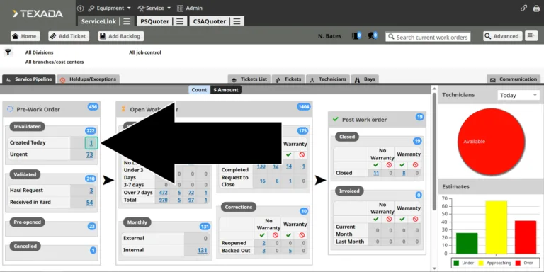 Step 2: Log in to ServiceLink, and you’ll immediately be able to see your Ticket under “Created Today” in the Service Pipeline!