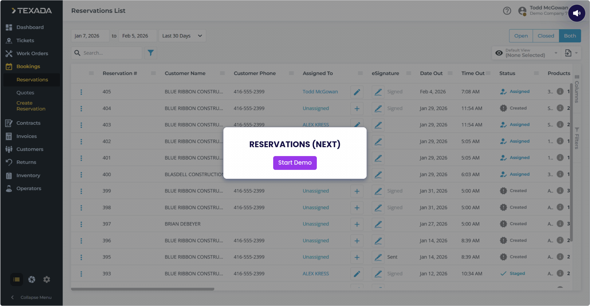 Watch the Reservations Demo
