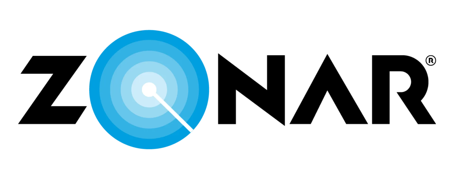Blue bullseye target with concentric rings and a white pointer extending from the center toward the edge