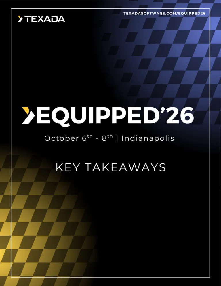 Promotional poster for Equipped ’26 event with a blue–yellow checkered background and white frame, Indianapolis venue date shown below.